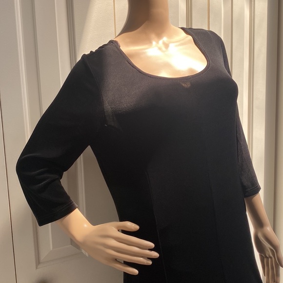 Kiara Womens Size L Black Slinky Dress. 3/4 sleeves. Lightweight and comfy. - Picture 3 of 11